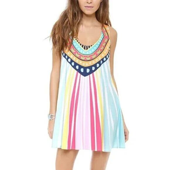 Mara Hoffmann Multi Color Rays Jersey Swing Mini Dress Swim Coverup Sz XS - Picture 1 of 10